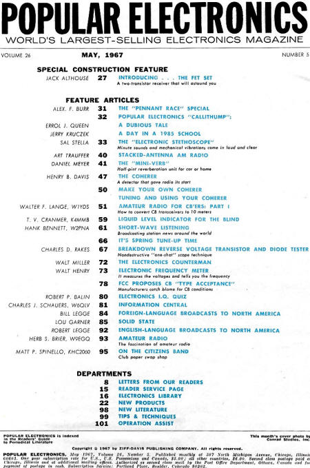 May 1967 Popular Electronics Table of Contents - RF Cafe