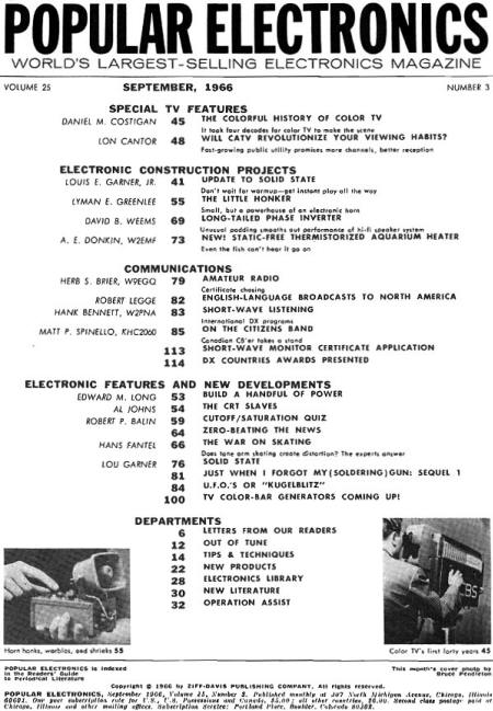 September 1966 Popular Electronics Table of Contents - RF Cafe