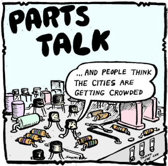 Parts Talk electronics-themed comic - RF Cafe