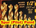 Spur (aka pilot) point drill bit - RF Cafe