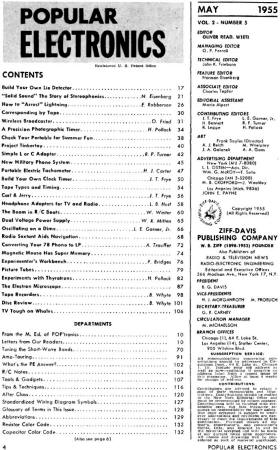 May 1955 Popular Electronics Table of Contents - RF Cafe