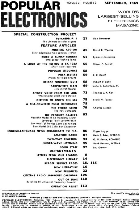 September 1969 Popular Electronics Table of Contents - RF Cafe