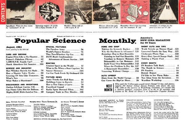 August 1961 Popular Science Table of Contents - RF Cafe
