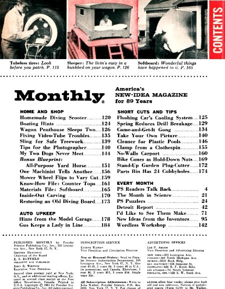 May 1961 Popular Science Table of Contents (p2) - RF Cafe