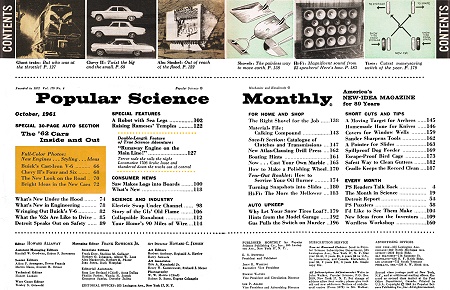 October 1961 Popular Science Table of Contents - RF Cafe