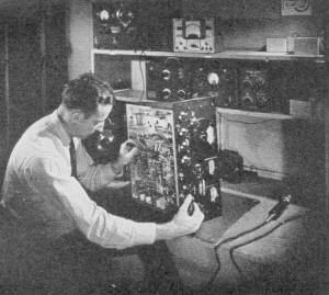 A familiar model is this receiver, here seen undergoing a series of tests in the Hallicrafters laboratory - RF Cafe