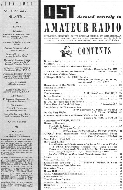 July 1944 QST Table of Contents - RF Cafe