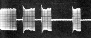 Scope photograph of a received signal having essentially no shaping - RF Cafe