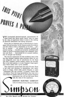 Simpson Electric Company Advertisement, July 1944 QST - RF Cafe