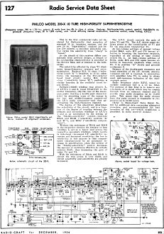 Philco Model 200-X Radio Service Data Sheet, December 1934 Radio Craft - RF Cafe