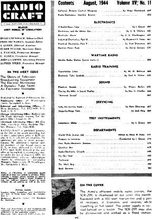 August 1944 Radio Craft Table of Contents - RF Cafe