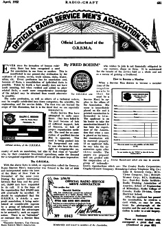 Official Radio Service Men's Association, Inc., April 1932 Radio-Craft - RF Cafe