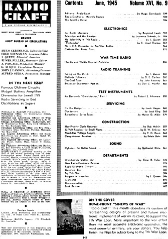 June 1945 Radio Craft Table of Contents - RF Cafe