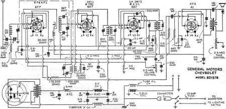 General Motors Chevrolet No. 601574 Radio Schematic, June 1935 Radio-Craft - RF Cafe