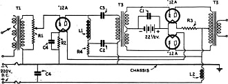 Schematic circuit of a complete "push-push" audio amplifier - RF Cafe