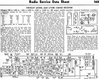 Crosley Model 6625 6-Tube 3-Band Receiver Radio Service Data Sheet, June 1936 Radio-Craft - RF Cafe