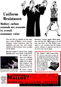 Mallory Carbon Controls Advertisement, March 1948 Radio-Craft - RF Cafe