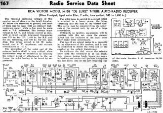 RCA Victor Model M109 "De Luxe" 7-Tube Auto-Radio Receiver Radio Service Data Sheet, June 1936 Radio-Craft - RF Cafe
