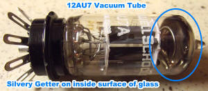 Getter inside 12AU7 vacuum tube - RF Cafe