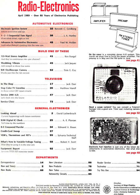 April 1969 Radio-Electronics Table of Contents - RF Cafe