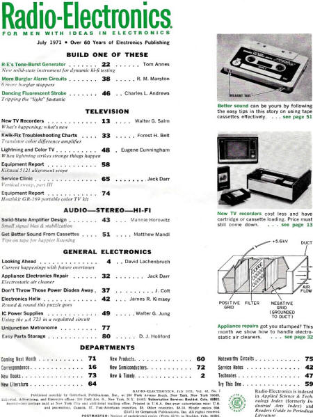 July 1971 Radio-Electronics Table of Contents - RF Cafe