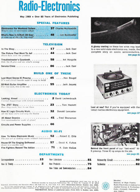 May 1969 Radio-Electronics Table of Contents - RF Cafe