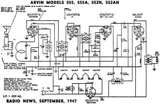 Arvin Models 555, 555A, 552N, 552AN Schematic - RF Cafe
