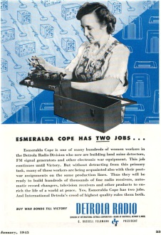 Detrola Radio Advertisement, January 1945 Radio News - RF Cafe