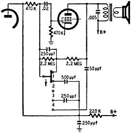 4-position feed­back tone-control circuit - RF Cafe