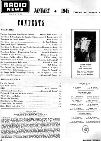 January 1945 Radio News Table of Contents - RF Cafe
