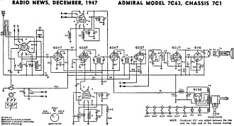 Admiral Model 7C63, Chassis 7C1 Schematic - RF Cafe