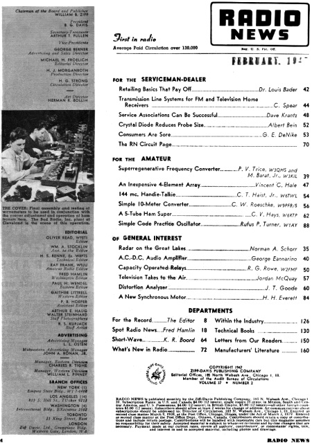 April 1947 Radio News Table of Contents - RF Cafe