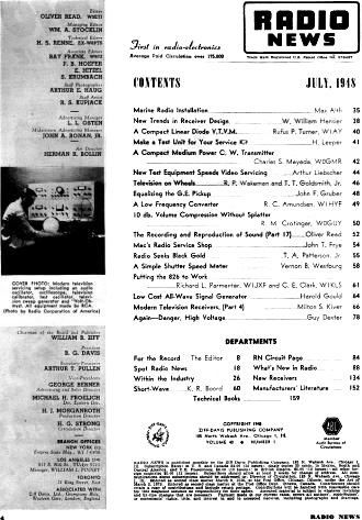 July 1948 Radio News Table of Contents - RF Cafe