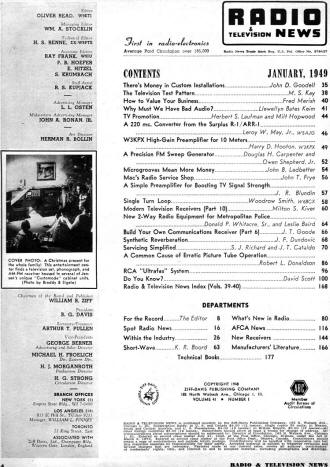 January 1949 Radio & Television News Table of Contents - RF Cafe
