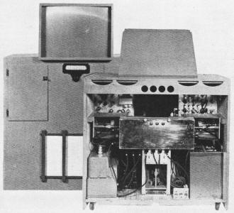 Front and rear views of RCA color projection receiver - RF Cafe