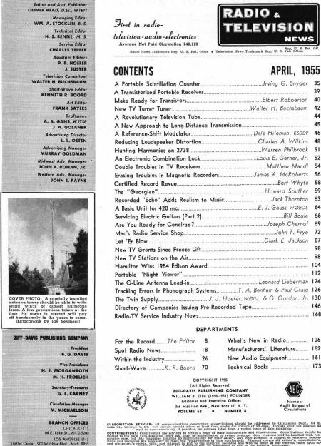 April 1955 Radio & Television News Table of Contents - RF Cafe