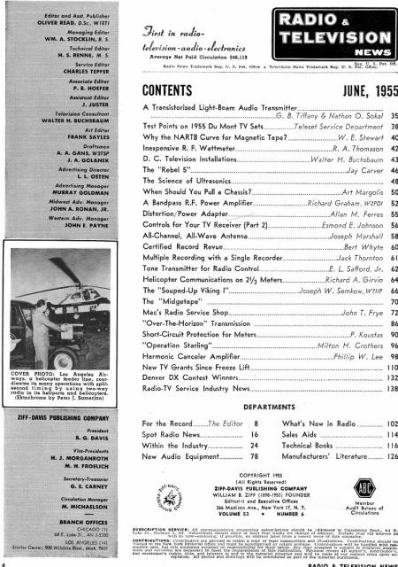 June 1955 Radio & Television News Table of Contents - RF Cafe