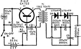 Transistorized high-voltage supply for Geiger and scintillation counters - RF Cafe