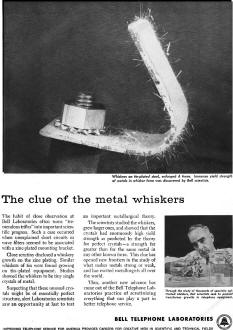 Tin Whiskers, Bell Telephone Laboratories, December 1955 Radio & Television News - RF Cafe