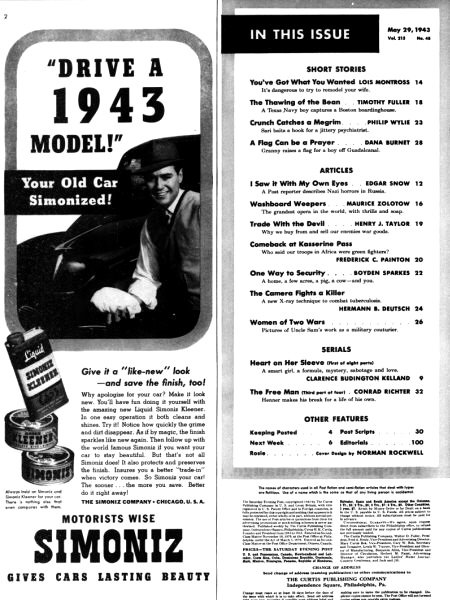 he Saturday Evening Post May 29, 1943 Table of Contents - RF Cafe