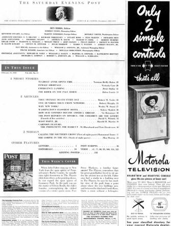 February 11, 1950 Saturday Evening Post Table of Contents - RF Cafe