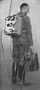 Portable short-wave transmitter carried on the back with a special harness - RF Cafe