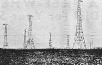 280-foot steel towers supporting the antenna array - RF Cafe