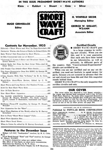 November 1935 Short Wave Craft Table of Contents - RF Cafe