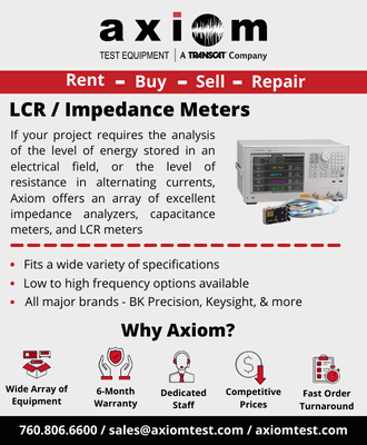 Axiom Test Equipment LCR Impedance Meters (buy, rent, lease) - RF Cafe