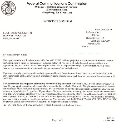 FCC Vanity Call Sign SN