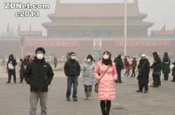 Pollution face mask wearing in China c2013 (ZDNet.com) - RF Cafe