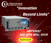Exodus Communications AMP20067, 800-3000&nbsp;MHz, 350&nbsp;W, Solid State High Power Amplifier - RF Cafe