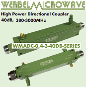Werbel Microwave WMADC-0.4-3-40DB-SERIES, 40 dB Directional Coupler for 380-3000 MHz - RF Cafe Website
