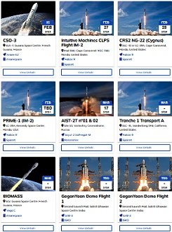 Upcoming Satellite Launches at SatNow - RF Cafe